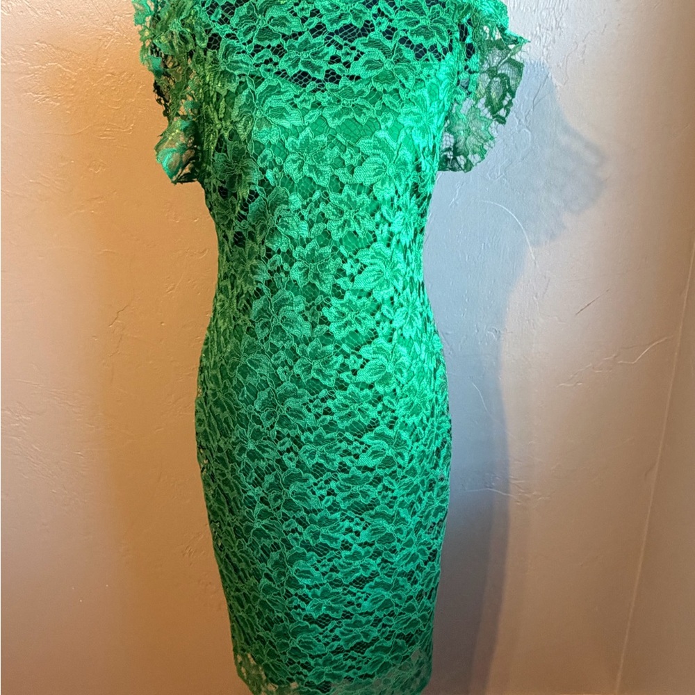 Enfocus Studio Vibrant Green Lace Midi Dress